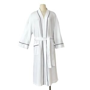 Saks Fifth Avenue Waffle Kimono Robe Cotton Blend White M/L Unisex